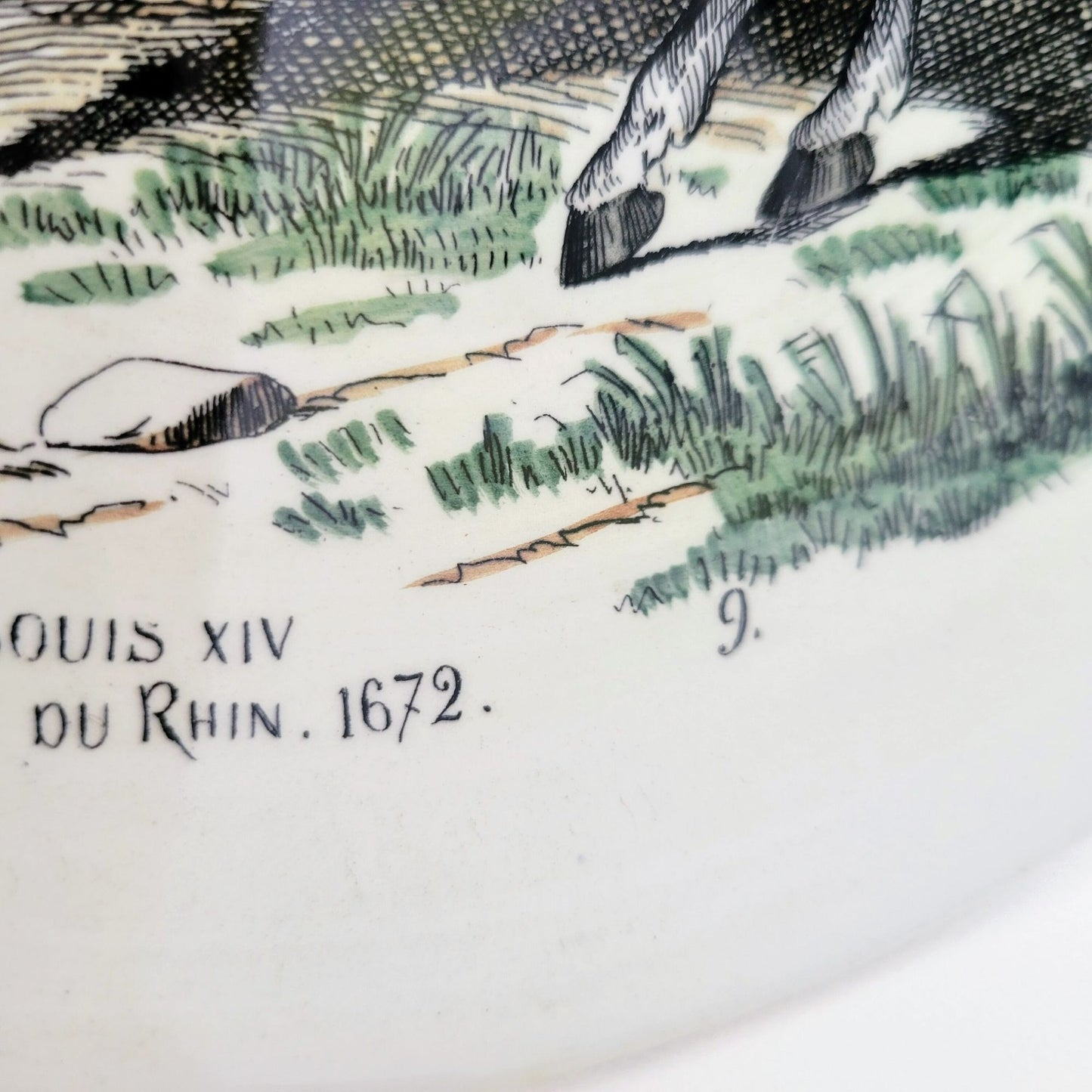 Vintage Terre De Fer French Military Plate, Louis XIV Passage Du Rhin 1692 NOS Gloires Militaires