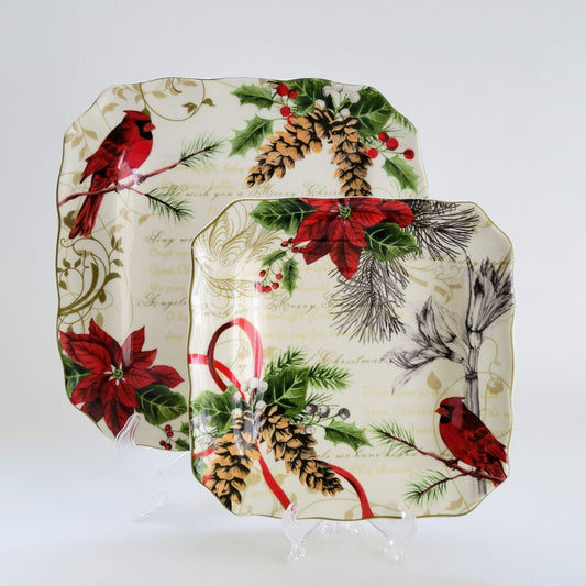 222 Fifth Holiday Wishes Dinner & Salad Plate Set of 2