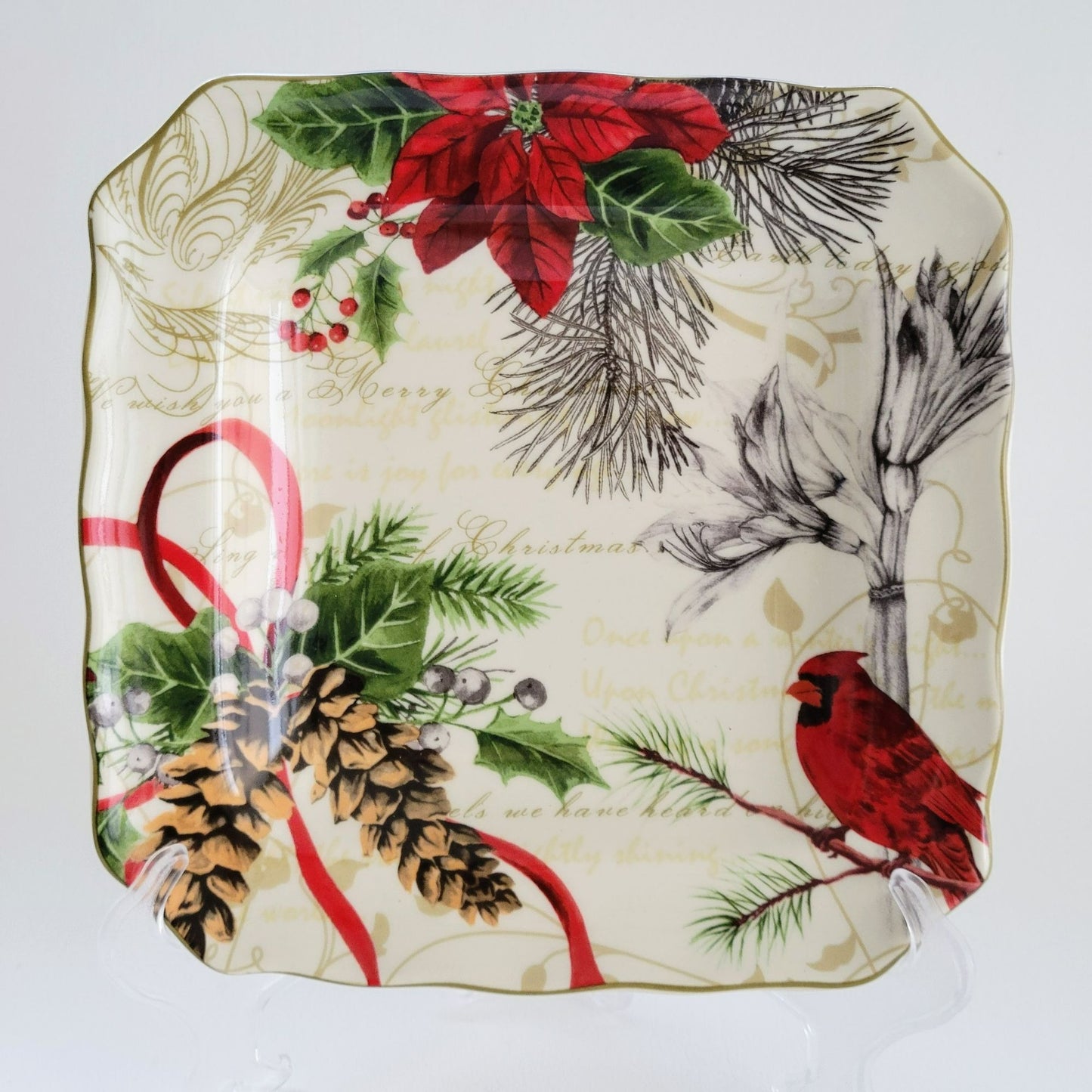 222 Fifth Holiday Wishes Dinner & Salad Plate Set of 2