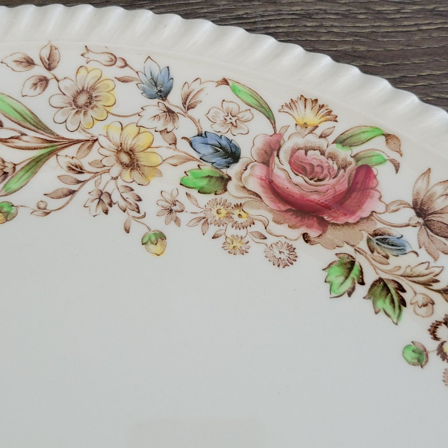 Johnson Bros WindsorWare 12" Oval Platter, Margaret Rose Brown, c.1939-65 England