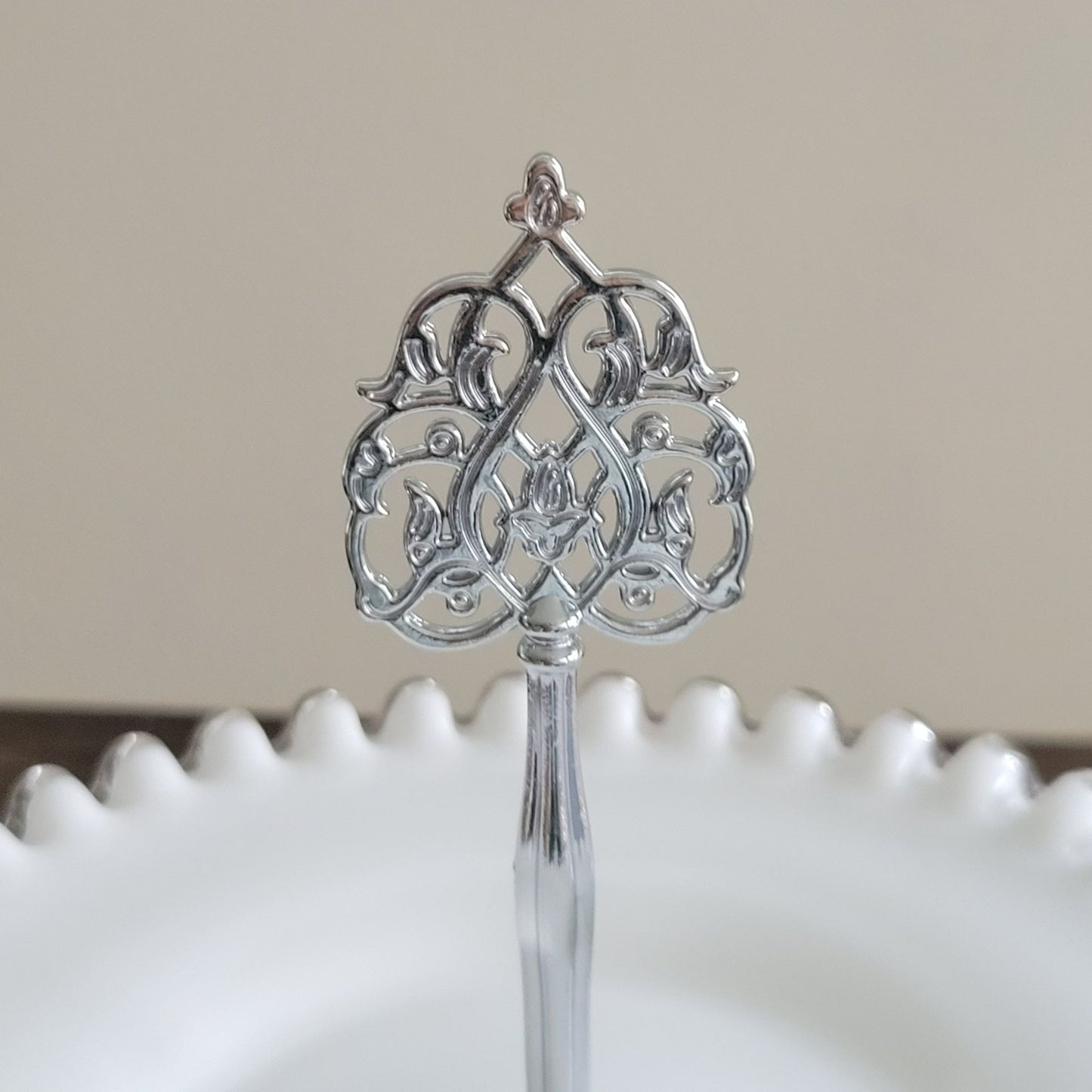 Mismatched Vintage 2-Tiered Glass Dessert Stand, Fenton Silver Crest & Heisey Orchid