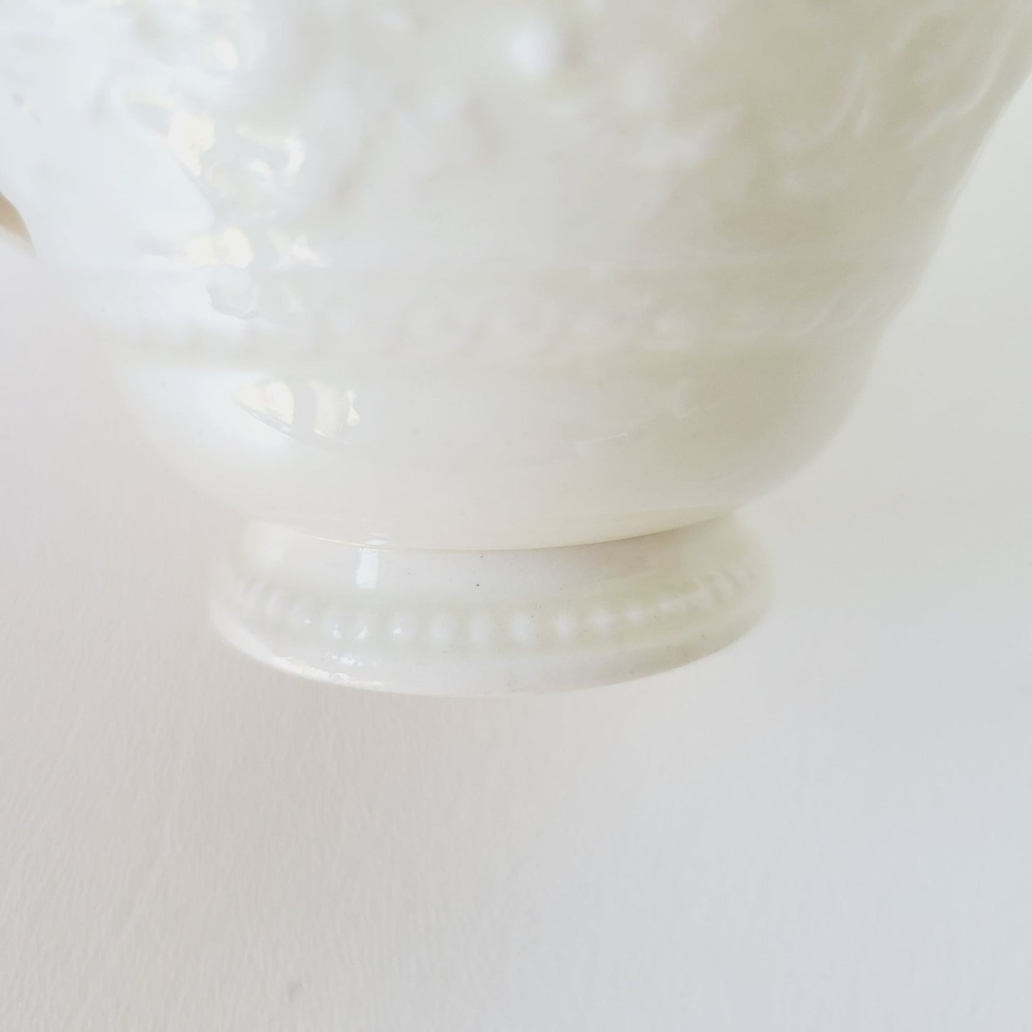 Wedgwood Wellesley Teacup & Saucer, Off White Embossed Floral Design, Made in England