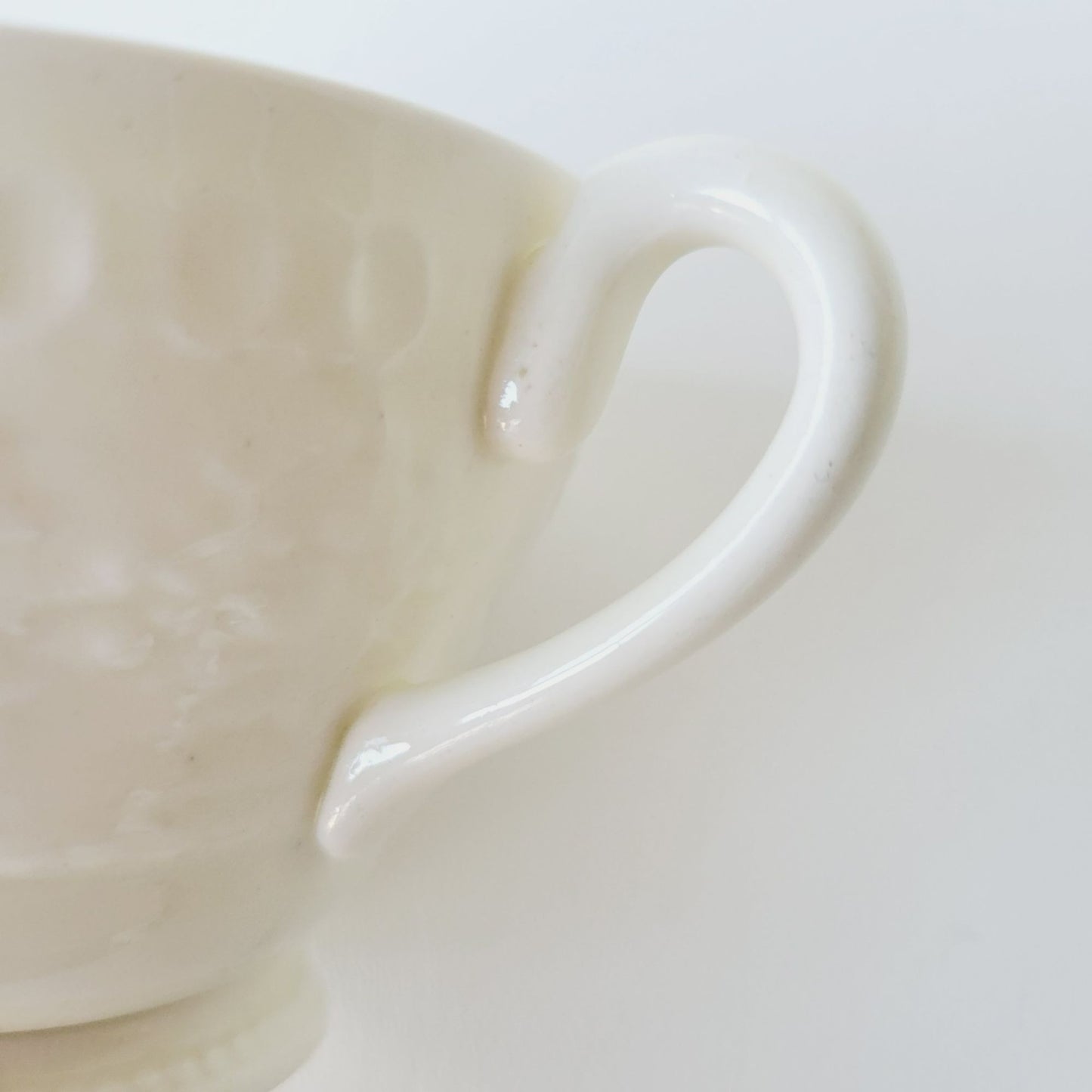 Wedgwood Wellesley Teacup & Saucer, Off White Embossed Floral Design, Made in England