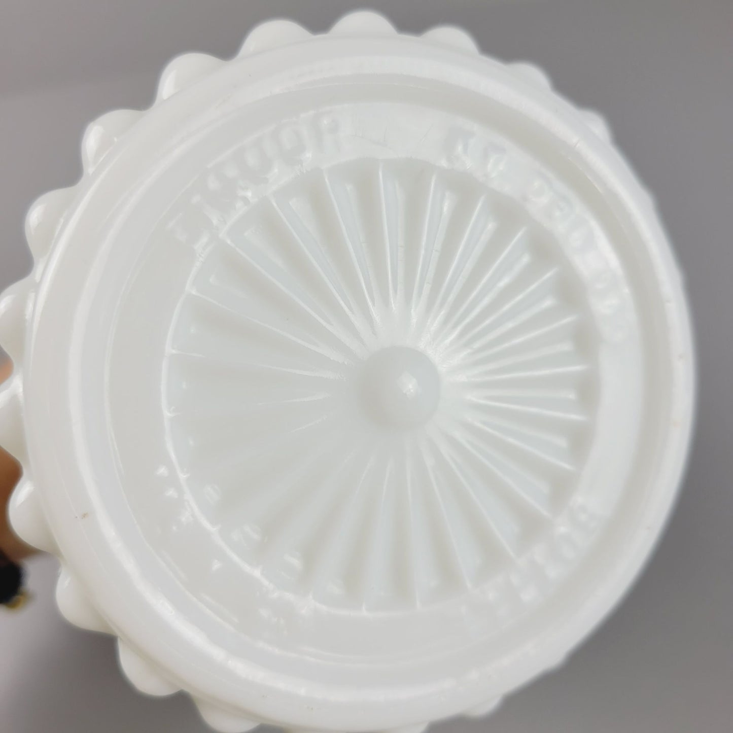 Vintage Jim Beam Milk Glass Liquor Bottle & Stopper, c. 1960s, Unique Embossed Pattern, USA Made
