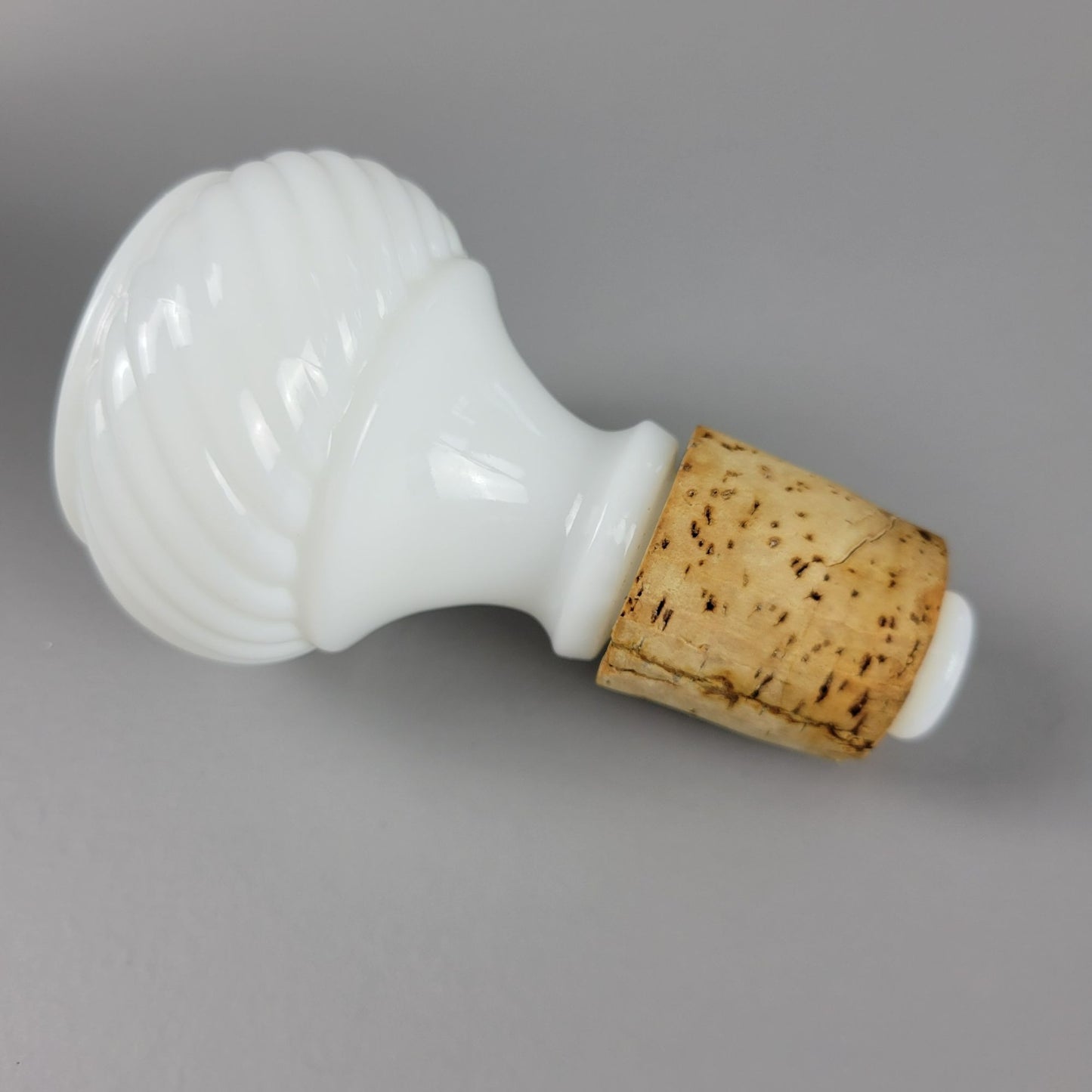 Vintage Jim Beam Milk Glass Liquor Bottle & Stopper, c. 1960s, Unique Embossed Pattern, USA Made