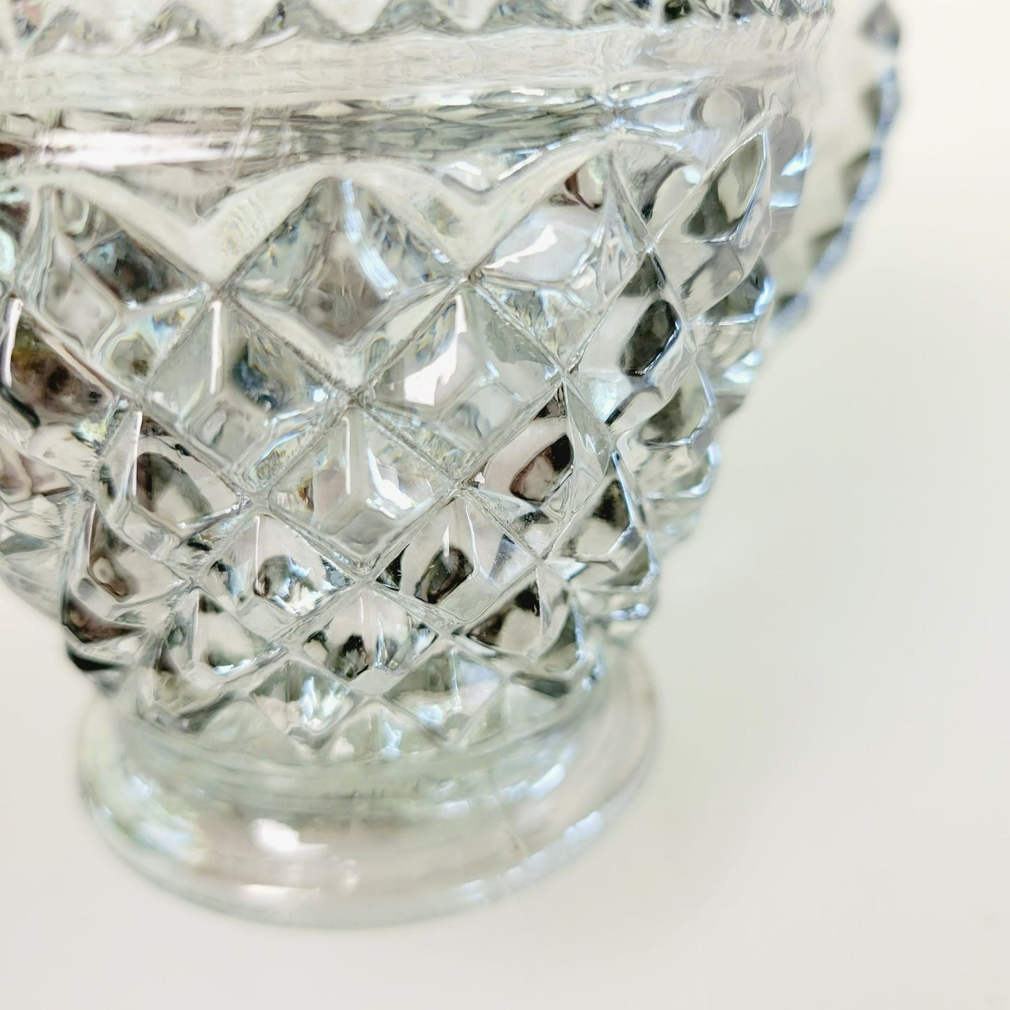 Anchor Hocking Glass Creamer Pitcher Wexford Smoke Gray Diamond Cut Design, USA Made