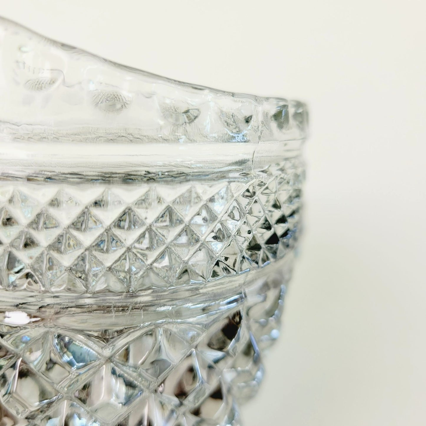 Anchor Hocking Glass Creamer Pitcher Wexford Smoke Gray Diamond Cut Design, USA Made