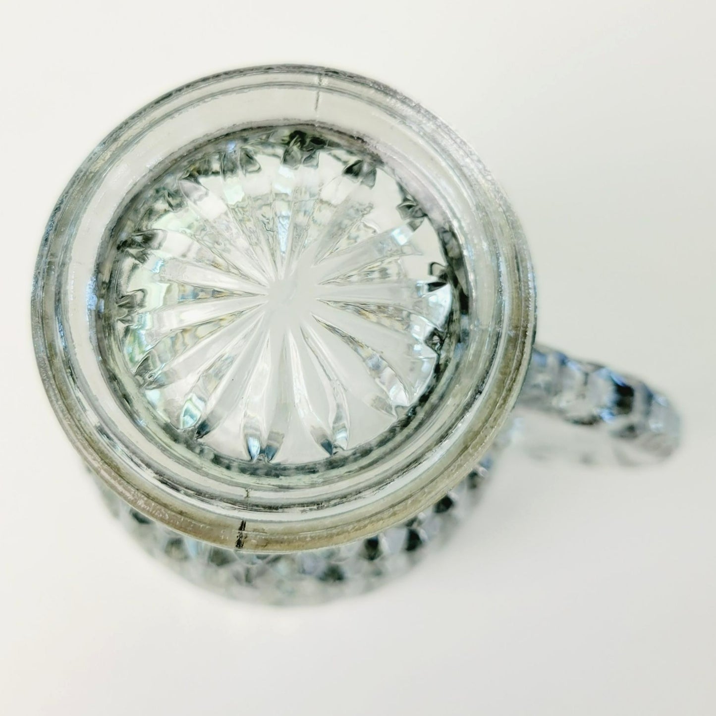 Anchor Hocking Glass Creamer Pitcher Wexford Smoke Gray Diamond Cut Design, USA Made