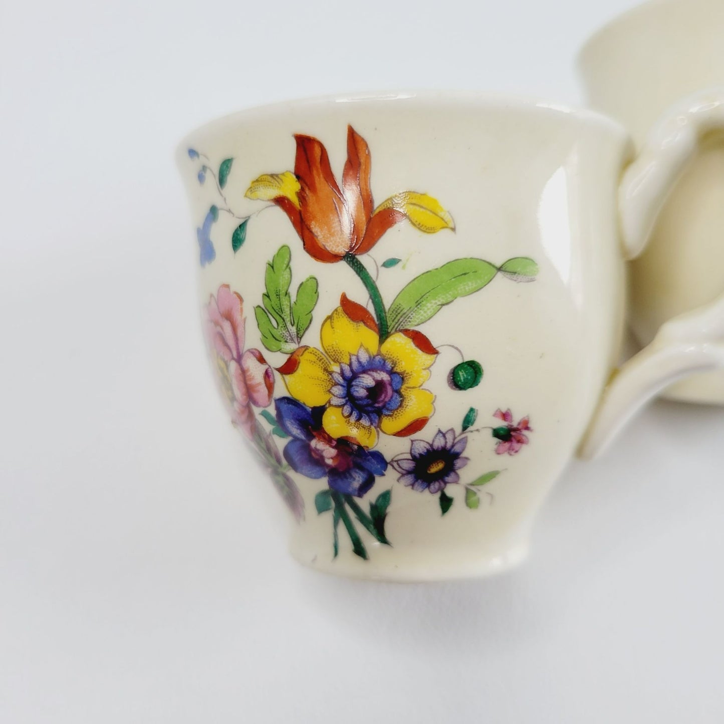 WH Grindley Floral Demitasse Cup & Saucer, 2 Sets, c1936-40 England