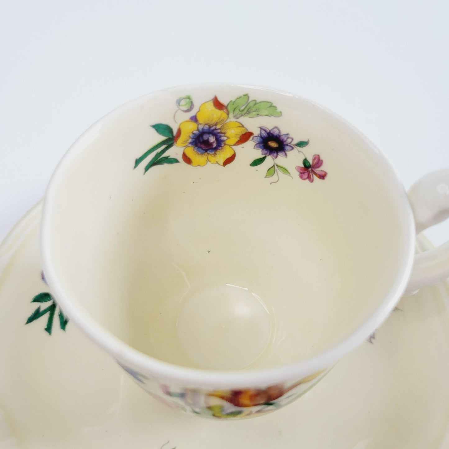 WH Grindley Floral Demitasse Cup & Saucer, 2 Sets, c1936-40 England