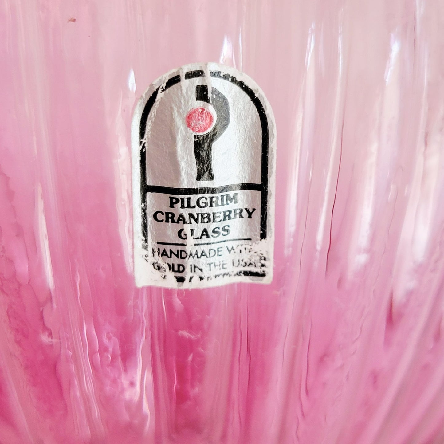 Cranberry Glass Flower Vase, 8" Fluted & Ribbed, Pilgrim Glass Co, USA Made