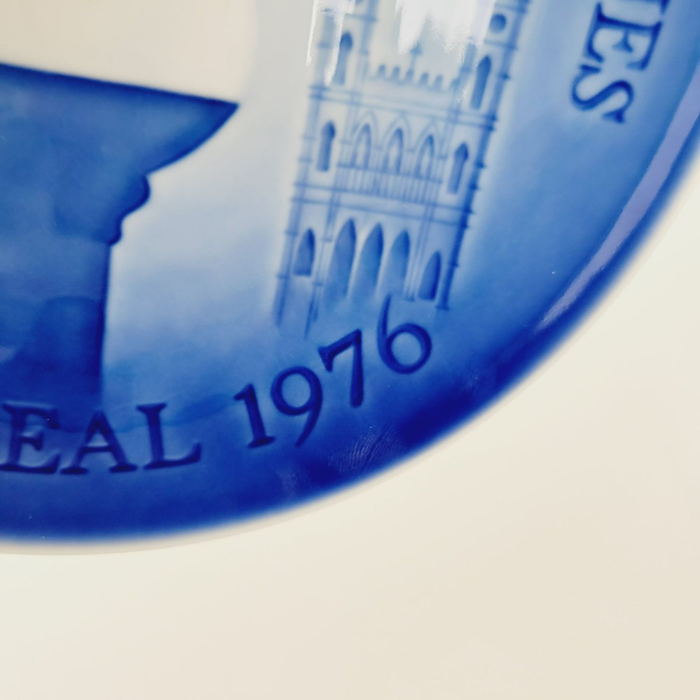 Vintage 1976 Montreal Olympic Plate, Bing & Grøndahl Copenhagen Blue & White Porcelain Wall Plate, Made in Denmark