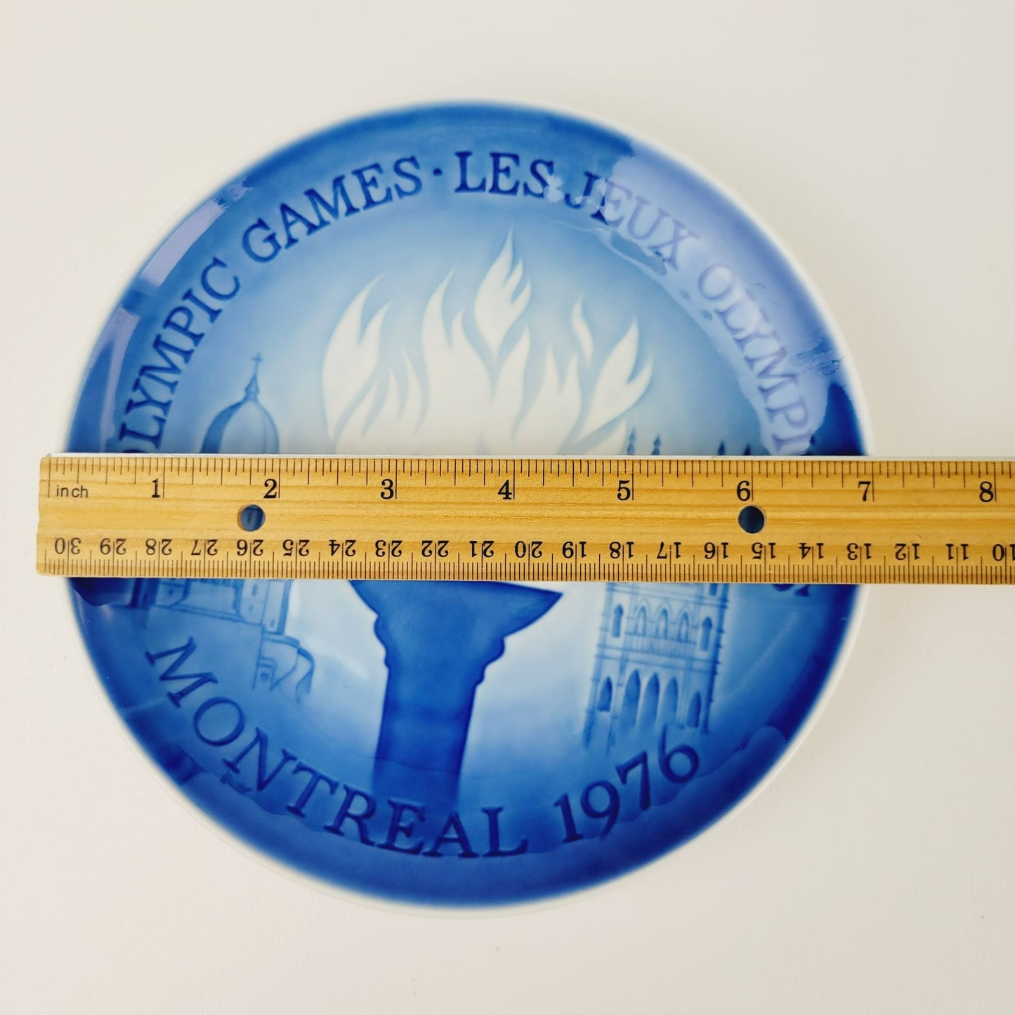 Vintage 1976 Montreal Olympic Plate, Bing & Grøndahl Copenhagen Blue & White Porcelain Wall Plate, Made in Denmark
