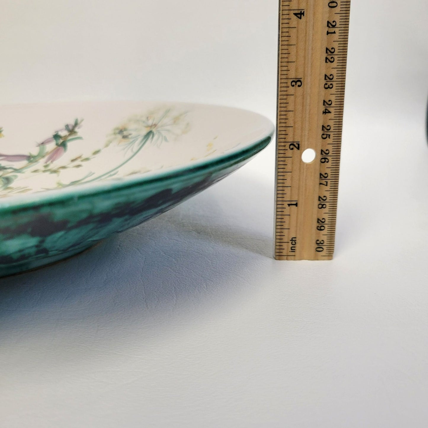 Floral Artisan Pottery Low Bowl, 11.50", Hand Painted Wildflowers Hanging Wall Decor