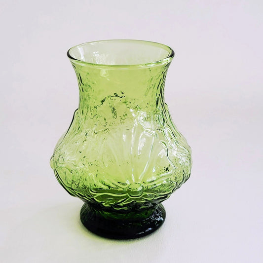 Anchor Hocking Rainflower Green 5" Flower Vase, USA Made
