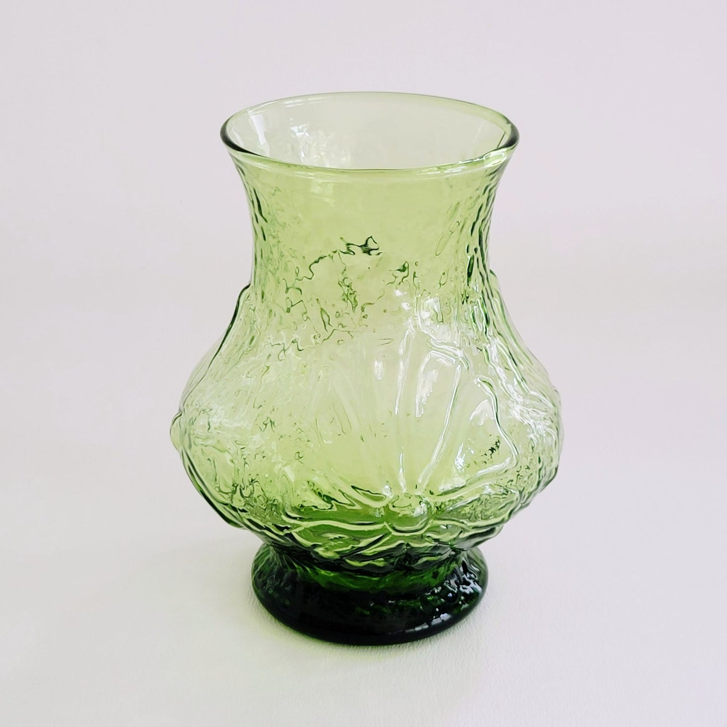Anchor Hocking Rainflower Green 5" Flower Vase, USA Made