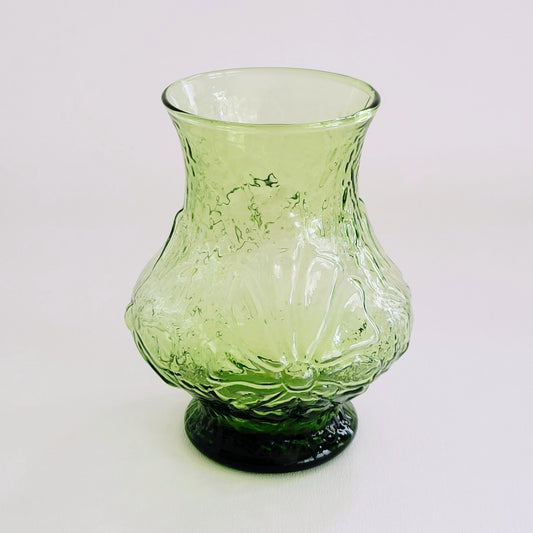 Anchor Hocking Rainflower Green 5" Flower Vase, USA Made