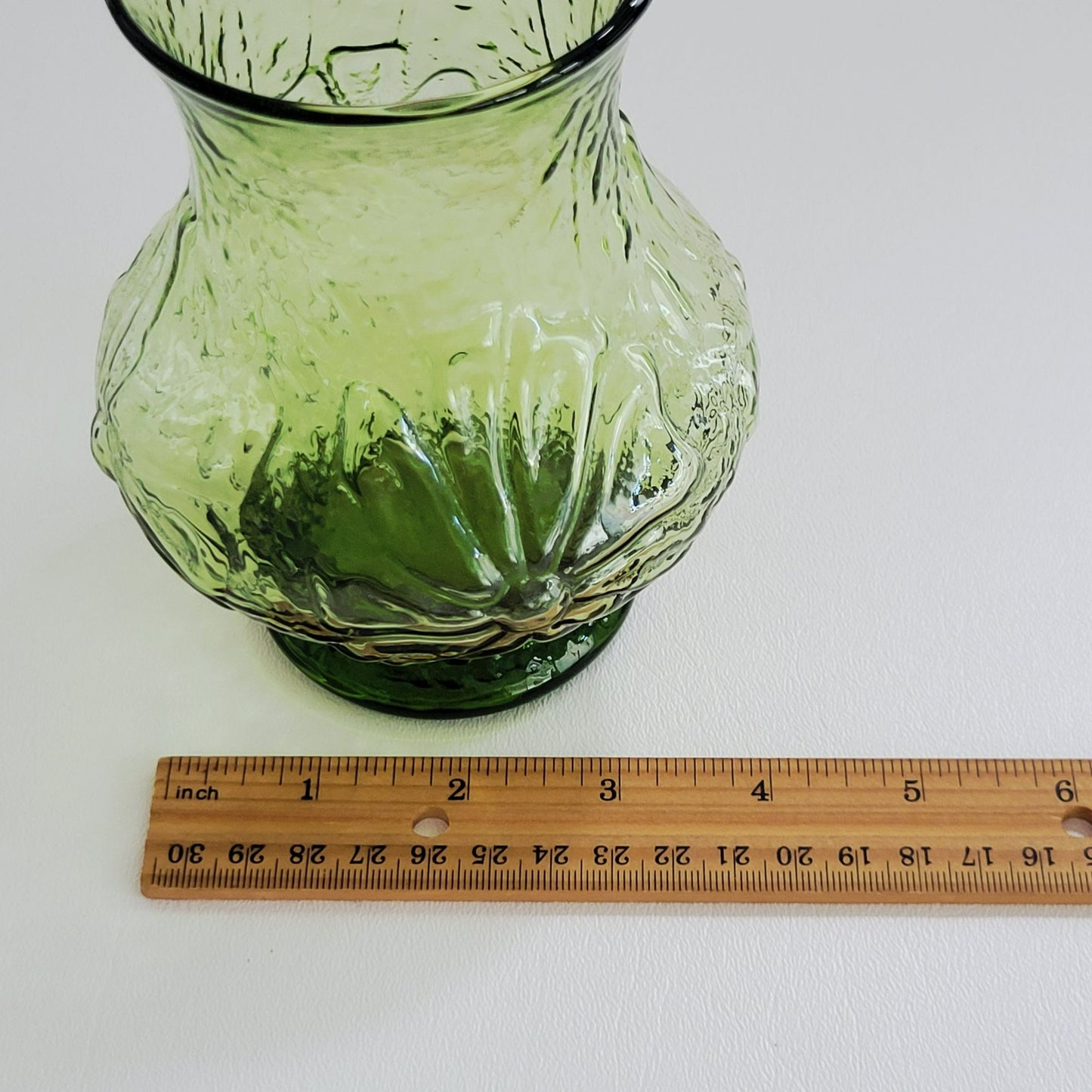 Anchor Hocking Rainflower Green 5" Flower Vase, USA Made