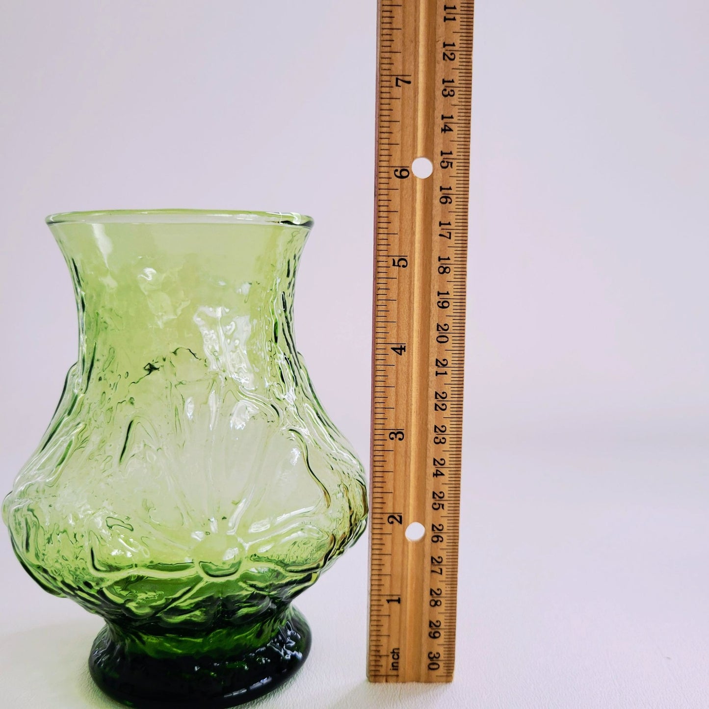 Anchor Hocking Rainflower Green 5" Flower Vase, USA Made