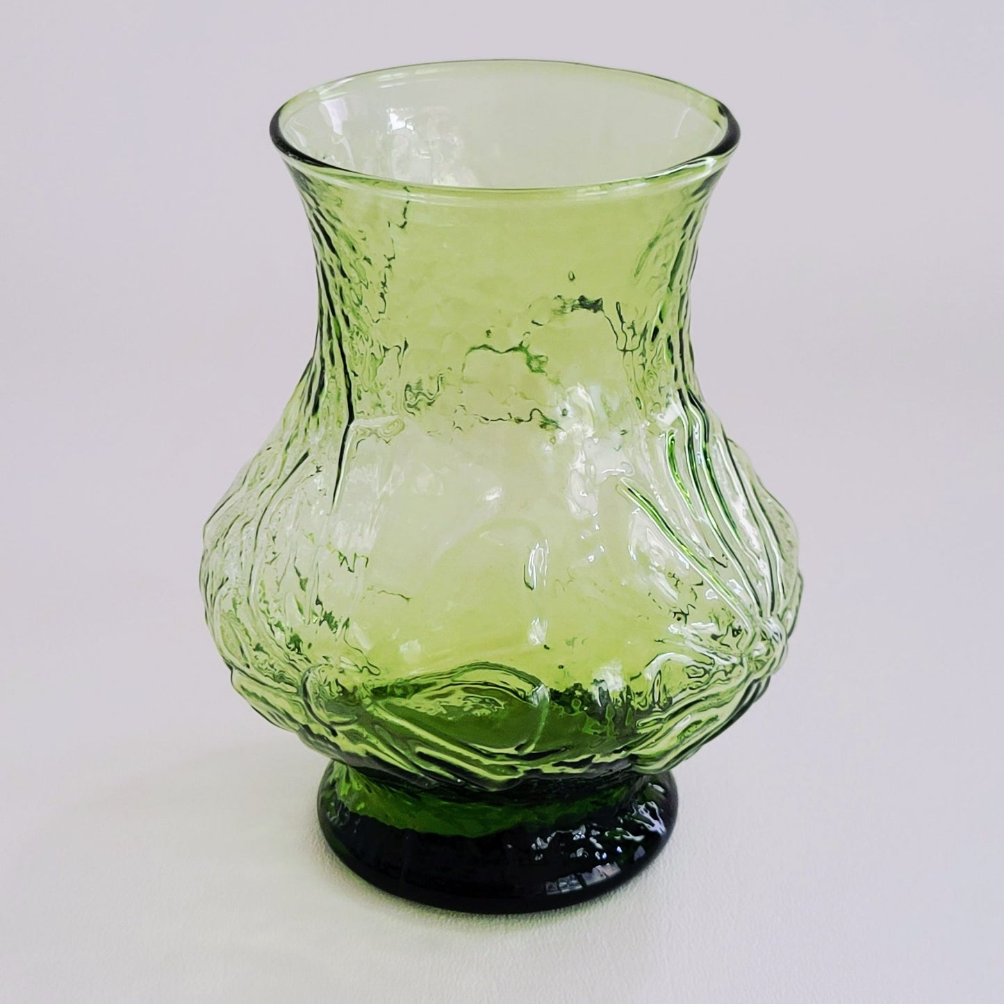 Anchor Hocking Rainflower Green 5" Flower Vase, USA Made