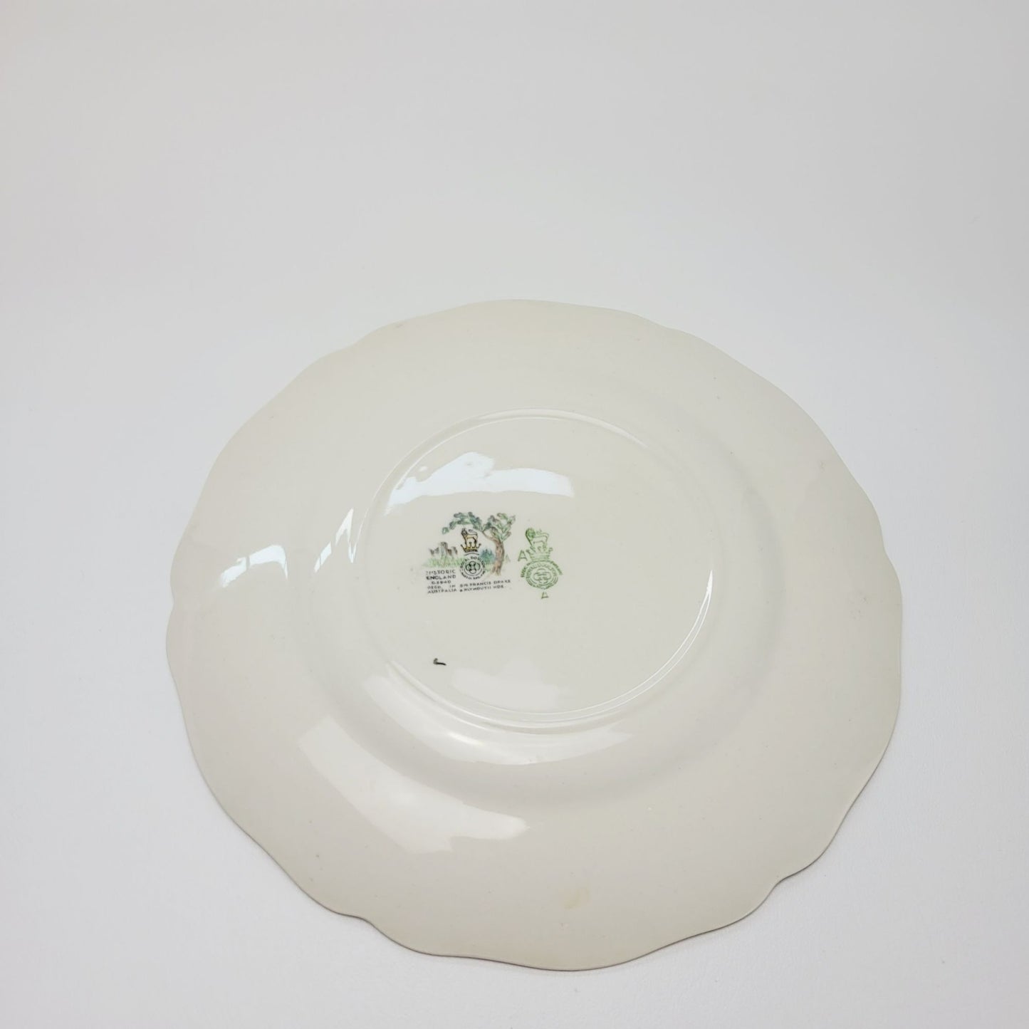 Vintage Royal Doulton Historical England Plymouth Hoe Plate, Castle, Tall Ships & Men Design