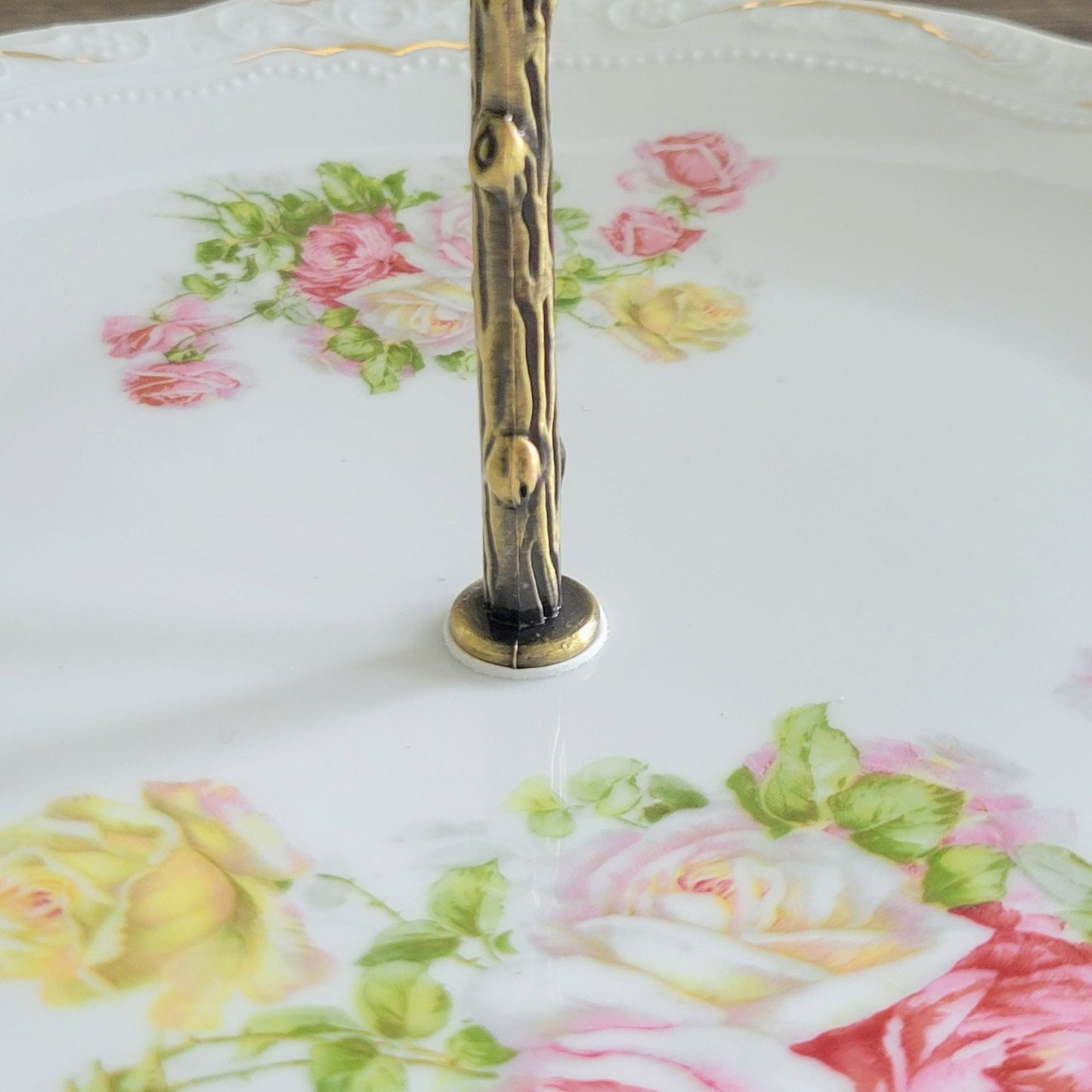 Mismatched Shabby Chic Floral 2-Tiered Dessert Stand