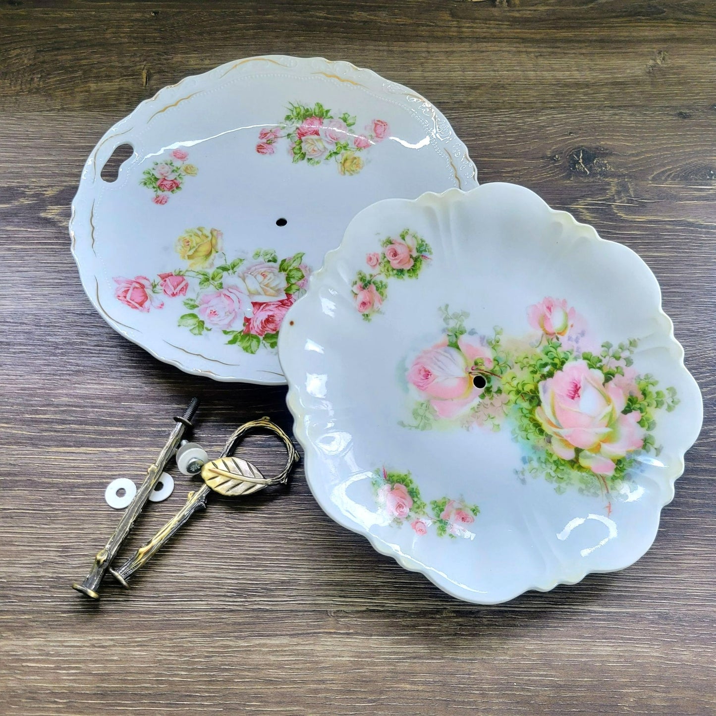 Mismatched Shabby Chic Floral 2-Tiered Dessert Stand