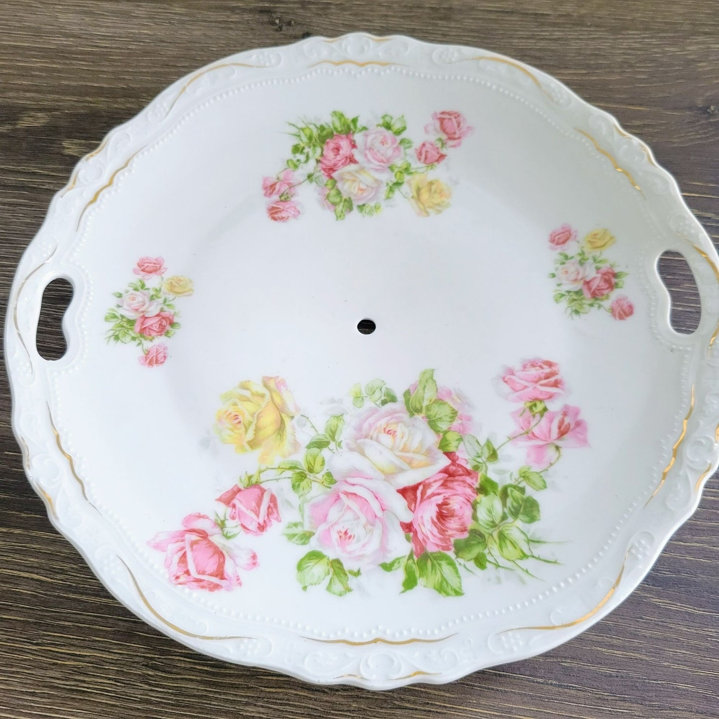 Mismatched Shabby Chic Floral 2-Tiered Dessert Stand