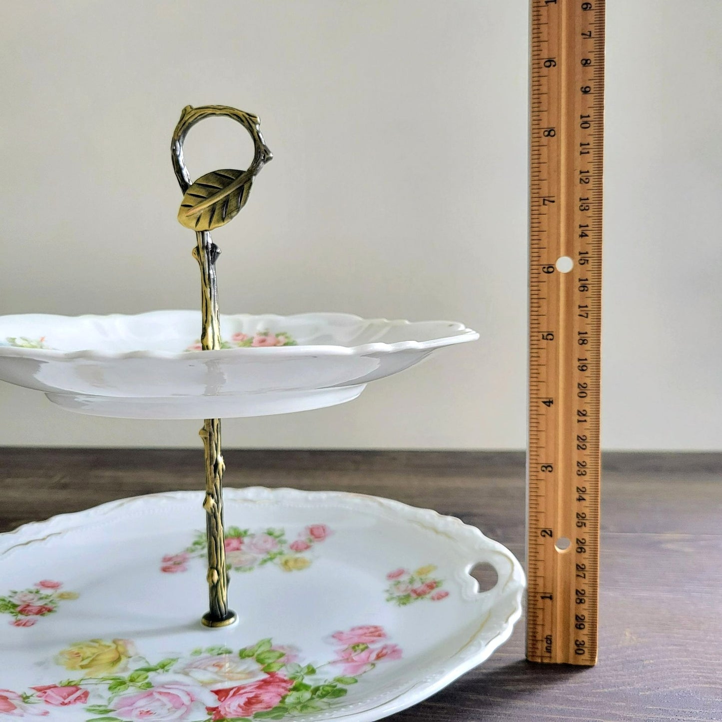 Mismatched Shabby Chic Floral 2-Tiered Dessert Stand