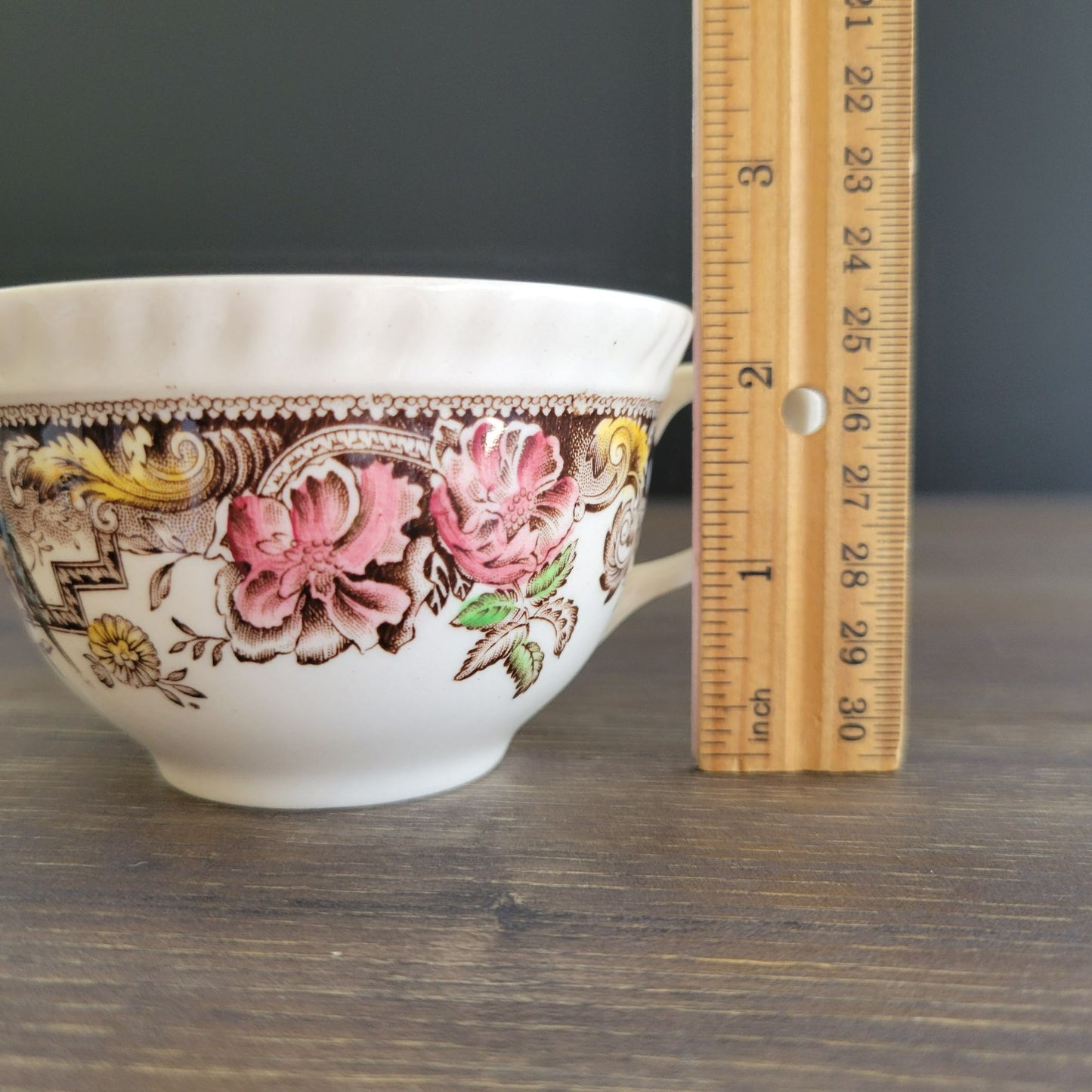 Johnson Bros Devonshire Brown Teacup & Saucer, 2 Sets, Made in England