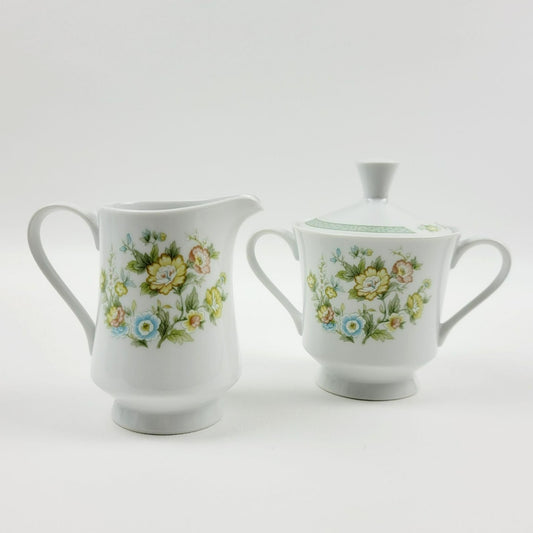 Vintage Shabby Chic Floral Creamer & Sugar Bowl, Pastel Floral Pattern, Made in Japan by Fashion Royale, Ashley Pattern