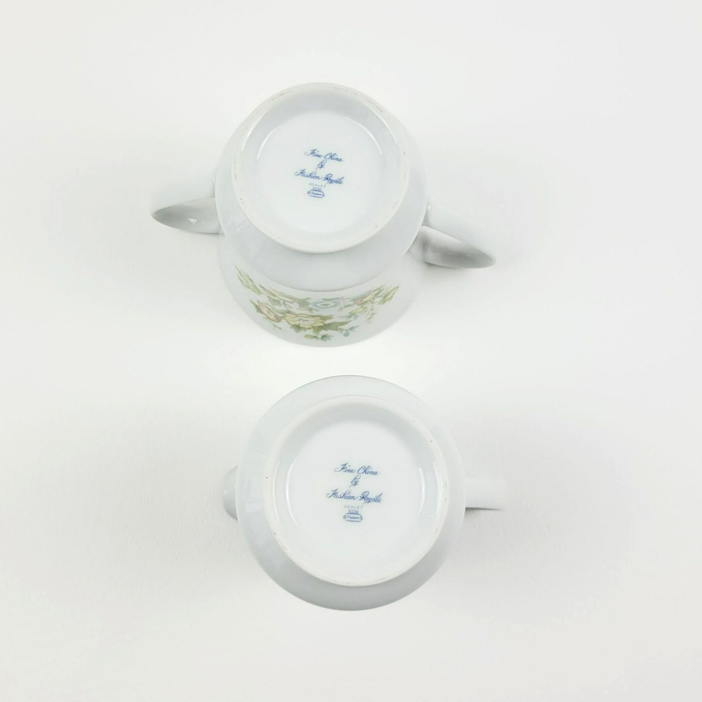Vintage Shabby Chic Floral Creamer & Sugar Bowl, Pastel Floral Pattern, Made in Japan by Fashion Royale, Ashley Pattern