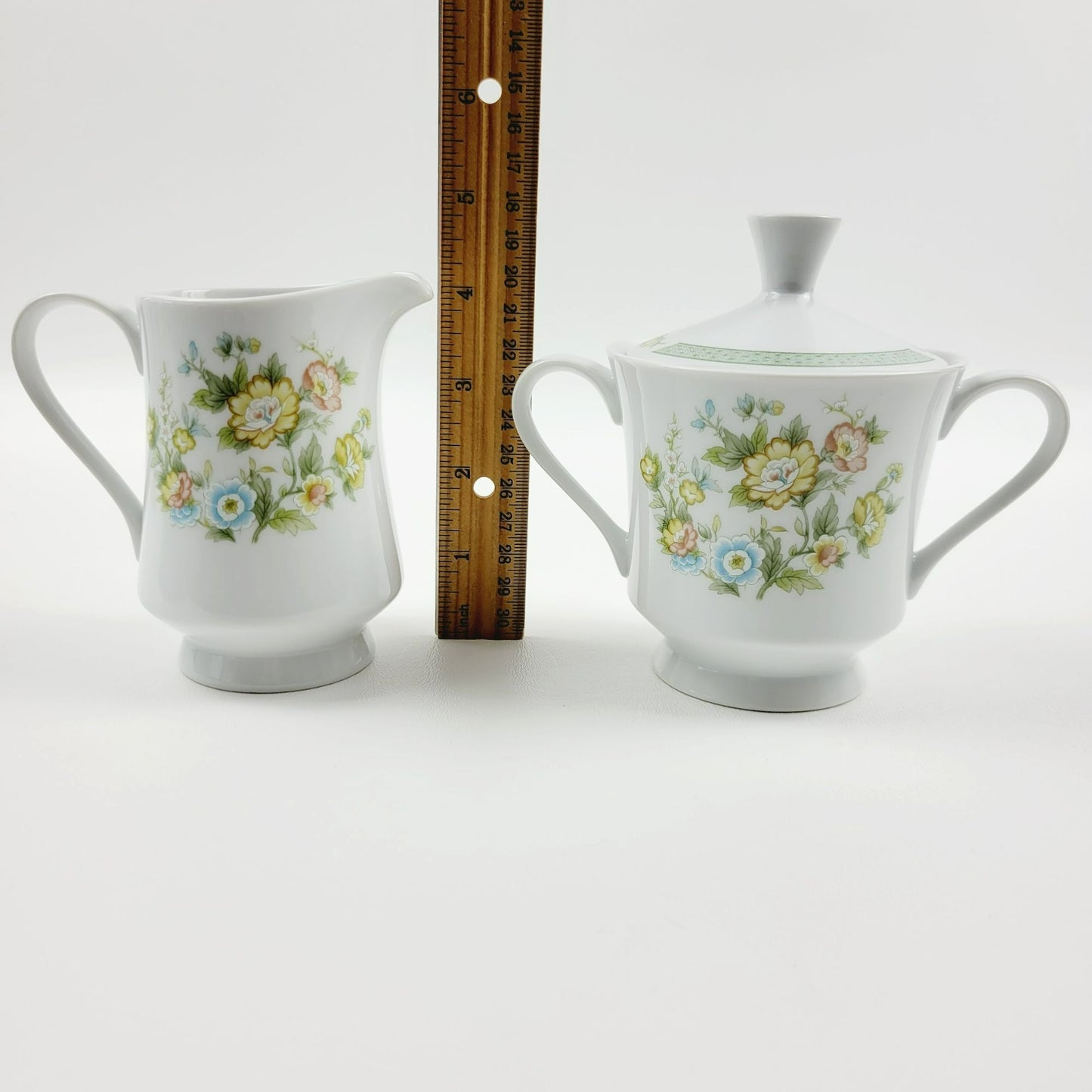 Vintage Shabby Chic Floral Creamer & Sugar Bowl, Pastel Floral Pattern, Made in Japan by Fashion Royale, Ashley Pattern