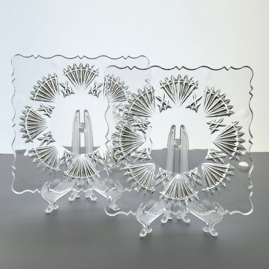 Godinger Freedom Crystal Square Salad Plate Set of 2, Made in Czech Republic