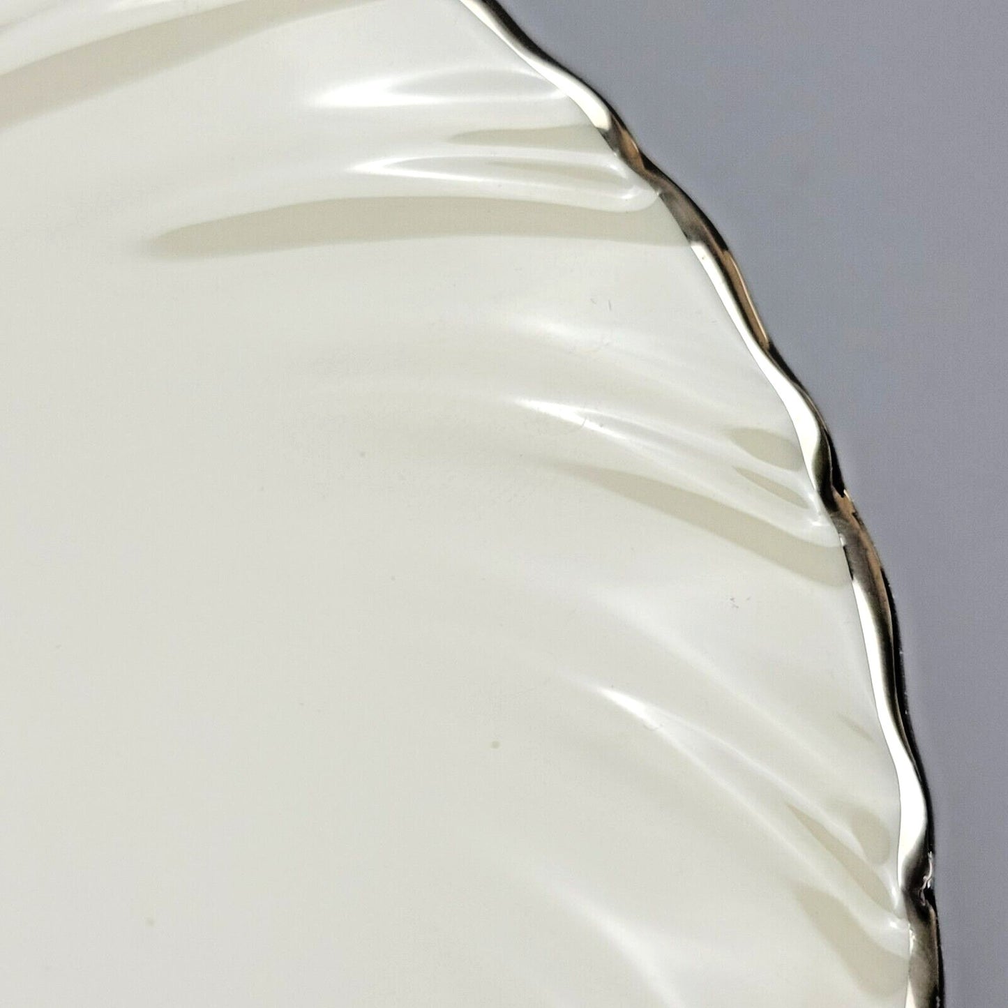 Lenox Weatherly Bread Plate, Swirled Edge. Platinum Trim, c.1959-86 USA