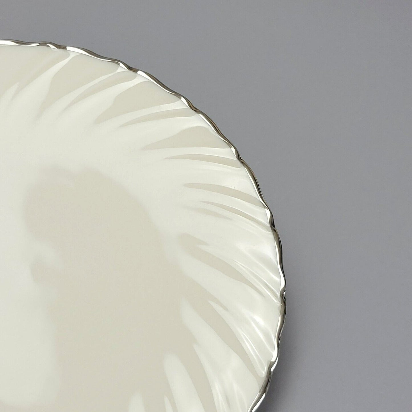 Lenox Weatherly Bread Plate, Swirled Edge. Platinum Trim, c.1959-86 USA