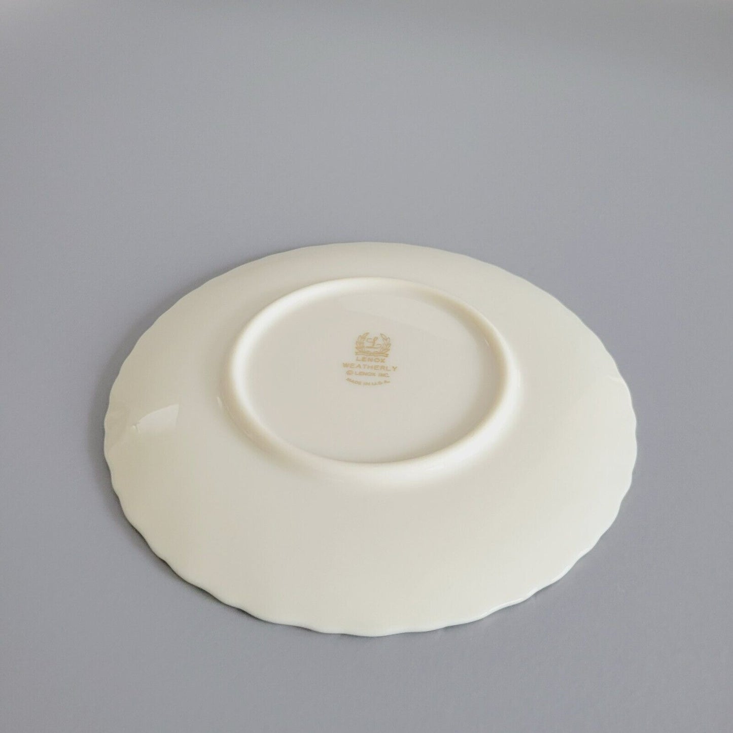 Lenox Weatherly Bread Plate, Swirled Edge. Platinum Trim, c.1959-86 USA
