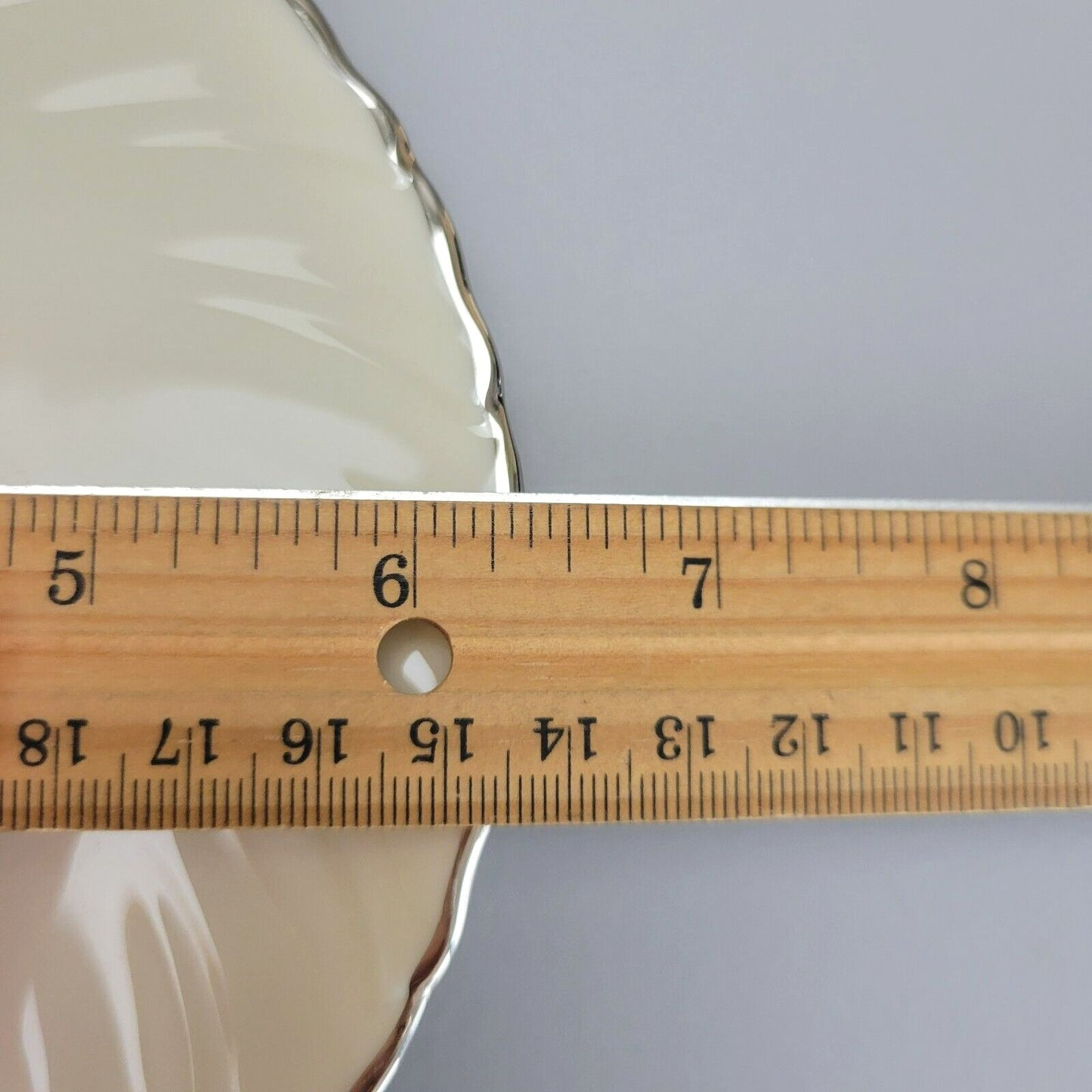 Lenox Weatherly Bread Plate, Swirled Edge. Platinum Trim, c.1959-86 USA