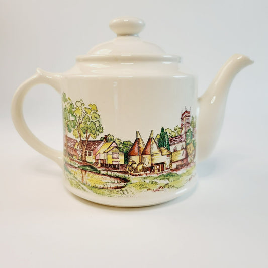 Vintage Wade Countryside Scene Teapot in Browns & Greens, Made in England