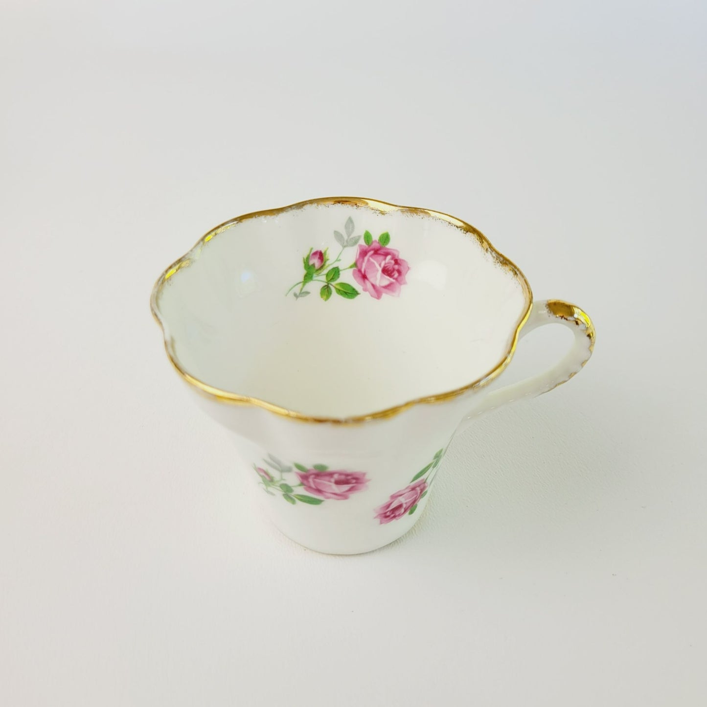 Stratford Pink Rose Tea Cup & Saucer, Fine Bone China Made In England, Lyric Shaped