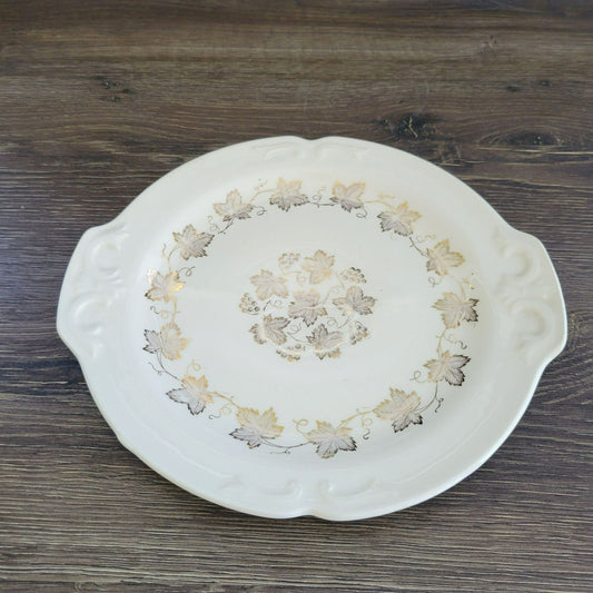 Edward Knowles Gold Leaf & Grape 10" Cake Serving Plate, USA Made