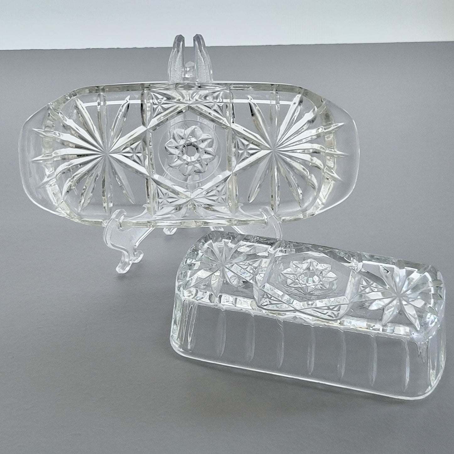 Anchor Hocking "Prescut Clear" Covered Butter Dish, c.1960s USA