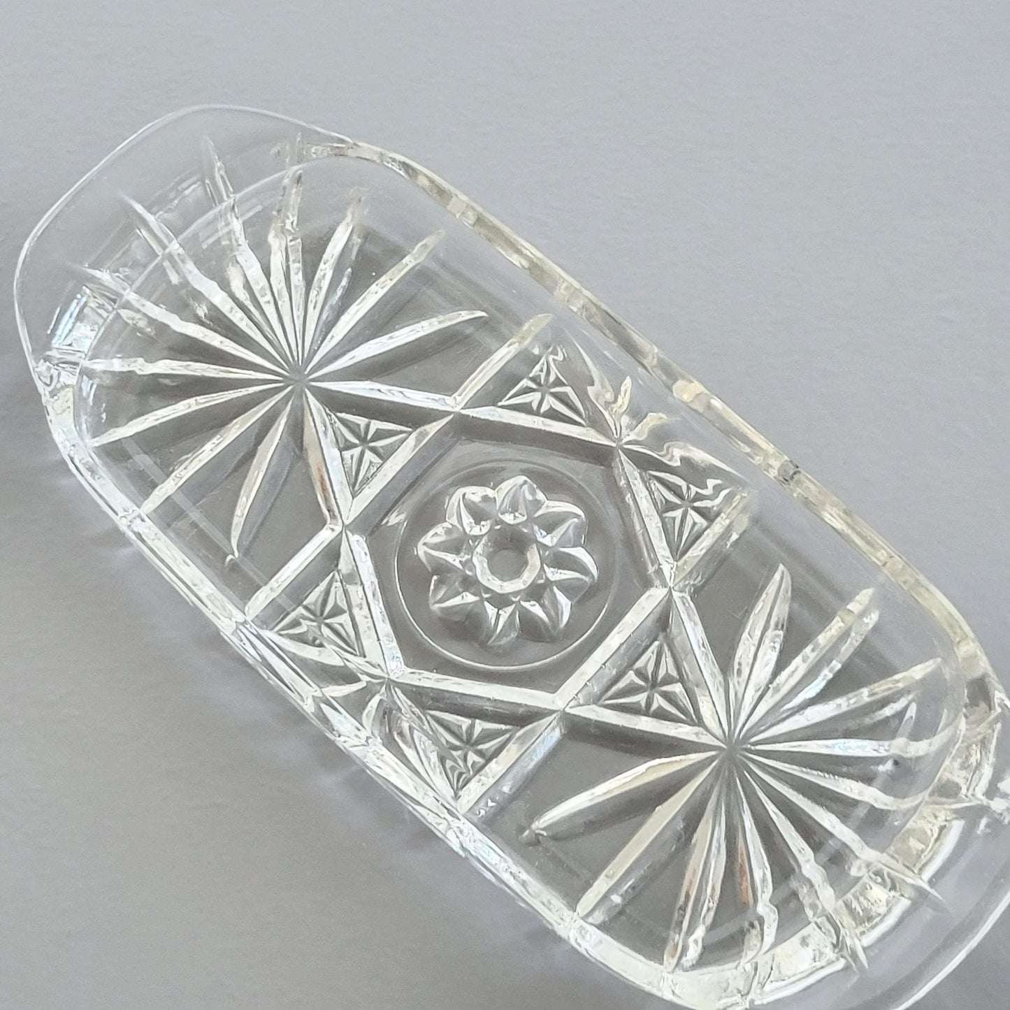 Anchor Hocking "Prescut Clear" Covered Butter Dish, c.1960s USA