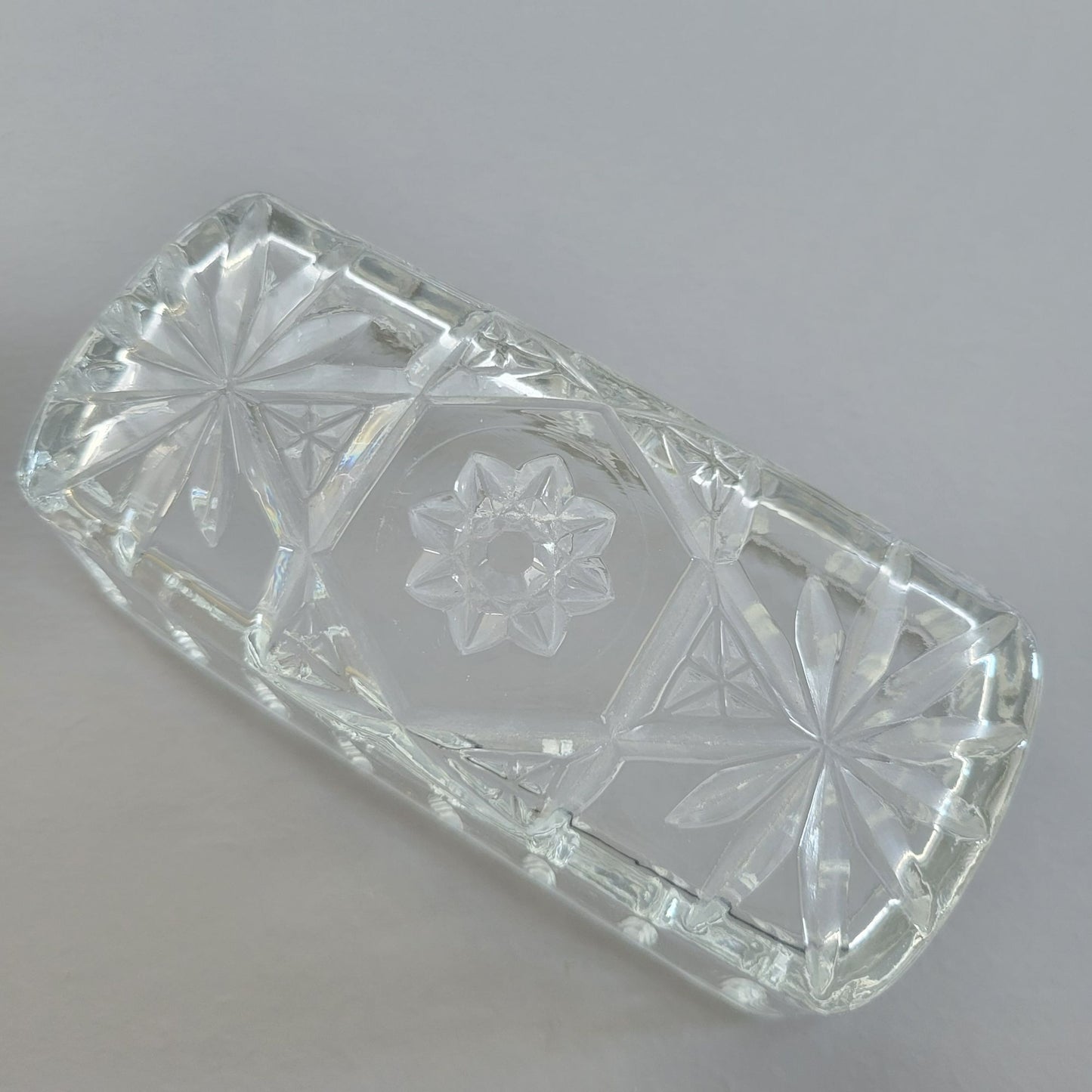 Anchor Hocking "Prescut Clear" Covered Butter Dish, c.1960s USA