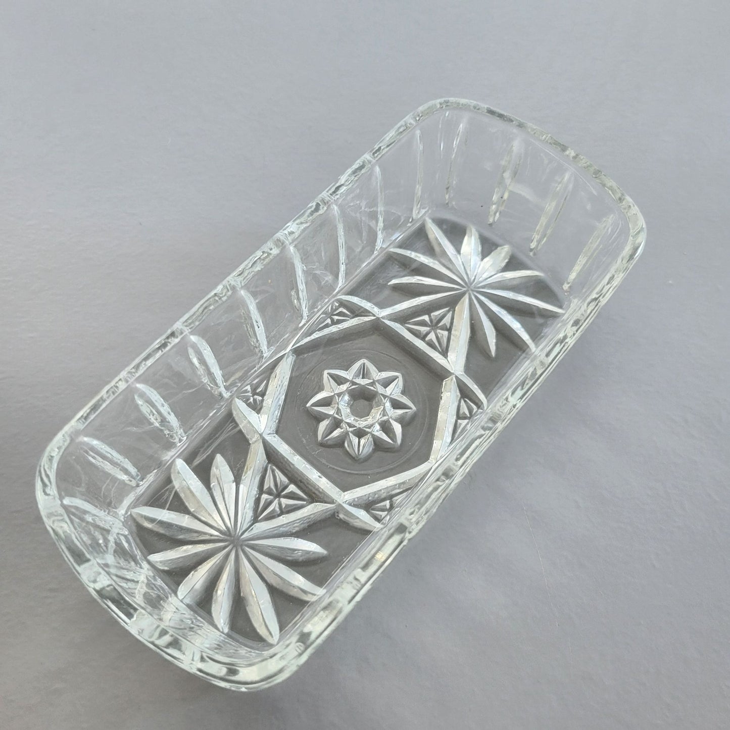 Anchor Hocking "Prescut Clear" Covered Butter Dish, c.1960s USA