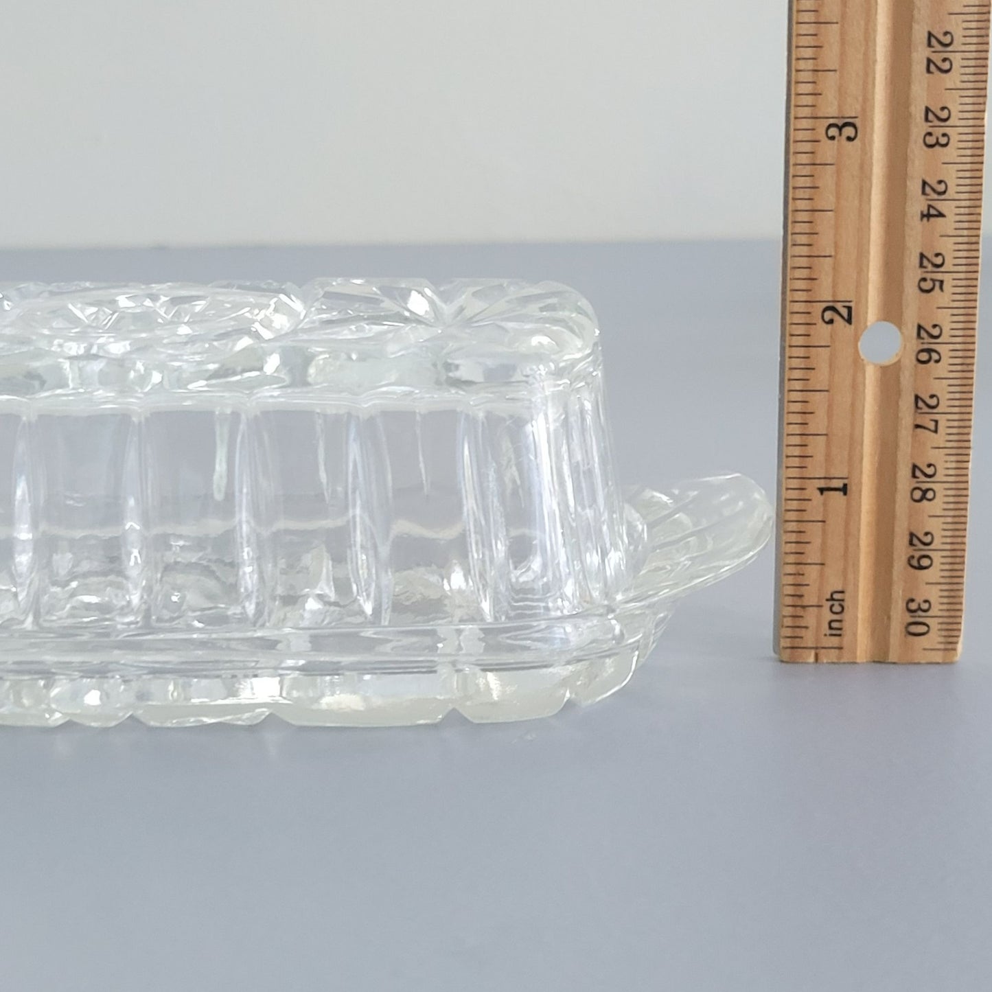 Anchor Hocking "Prescut Clear" Covered Butter Dish, c.1960s USA