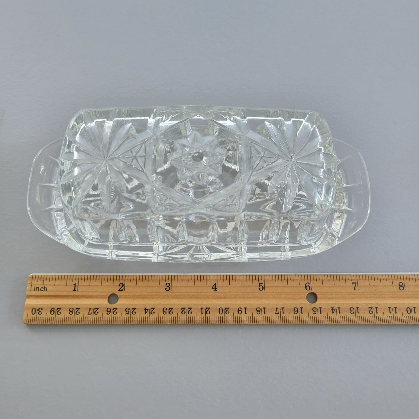 Anchor Hocking "Prescut Clear" Covered Butter Dish, c.1960s USA
