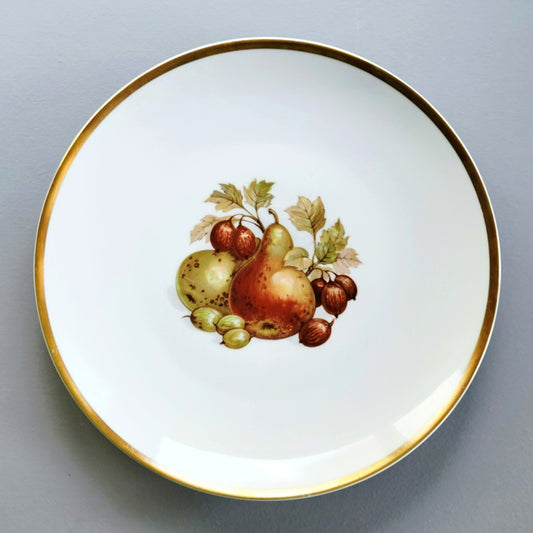 PM Jaeger & Co. Harvest Dinner Plate, Pear & Figs, c.1950-60 Bavaria Germany
