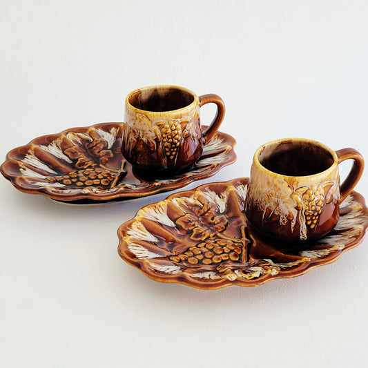 Kingwood Ceramics Snack Plate & Cup, 2 Sets, USA Made