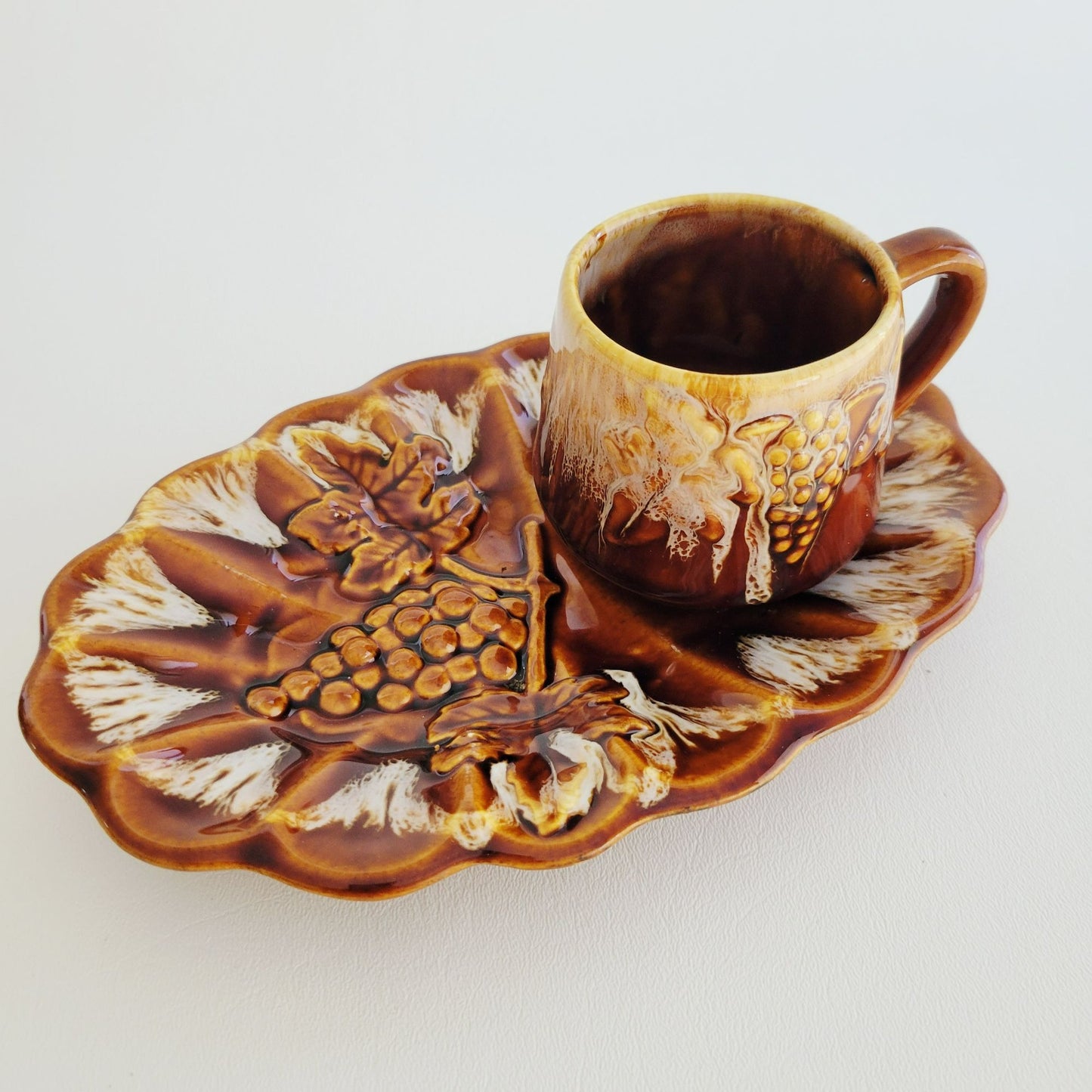 Kingwood Ceramics Snack Plate & Cup, 2 Sets, USA Made